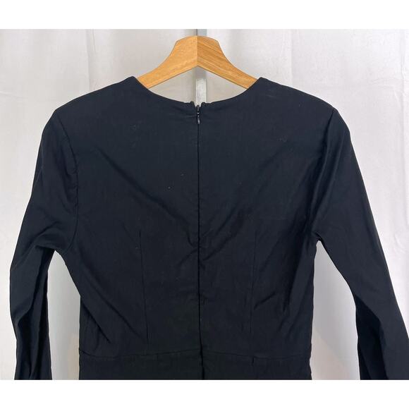 by ANTHROPOLOGIE Long Sleeve Sweetheart Slim Mini Dress LBD Stretch Black Size 6 - Picture 7 of 11